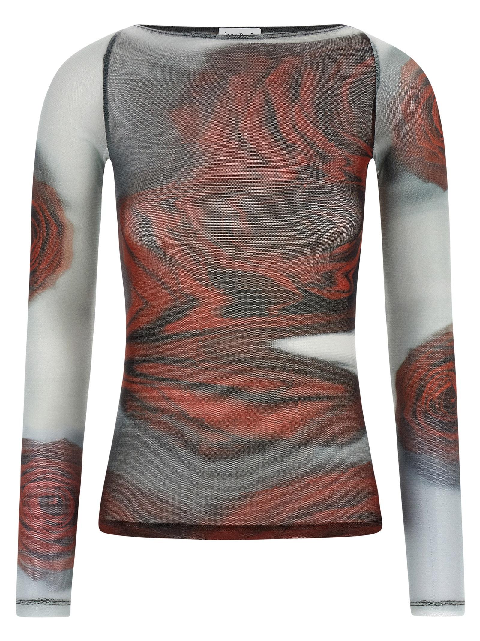 jean paul gaultier the red blurry roses top