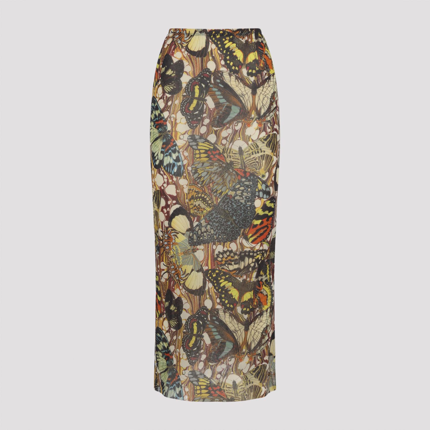 jean paul gaultier the yellow butterfly long skirt multicolour polyamide - women