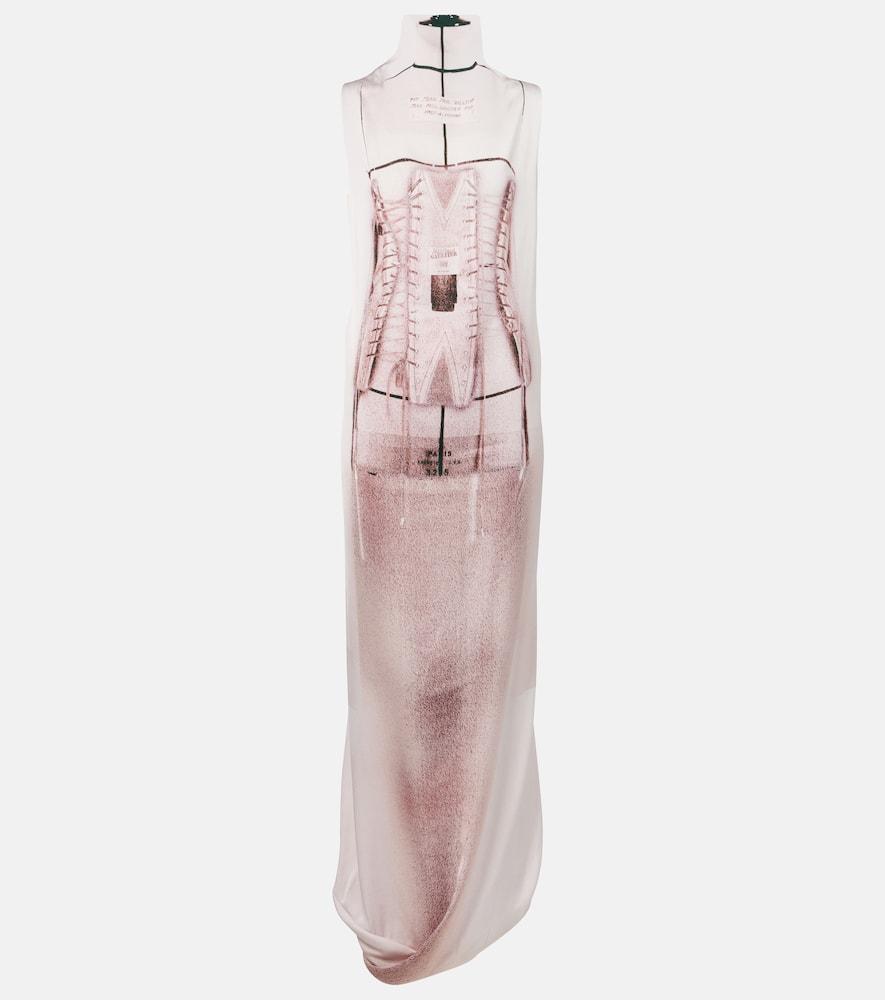 jean paul gaultier trompe l'ail draped satin maxi dress