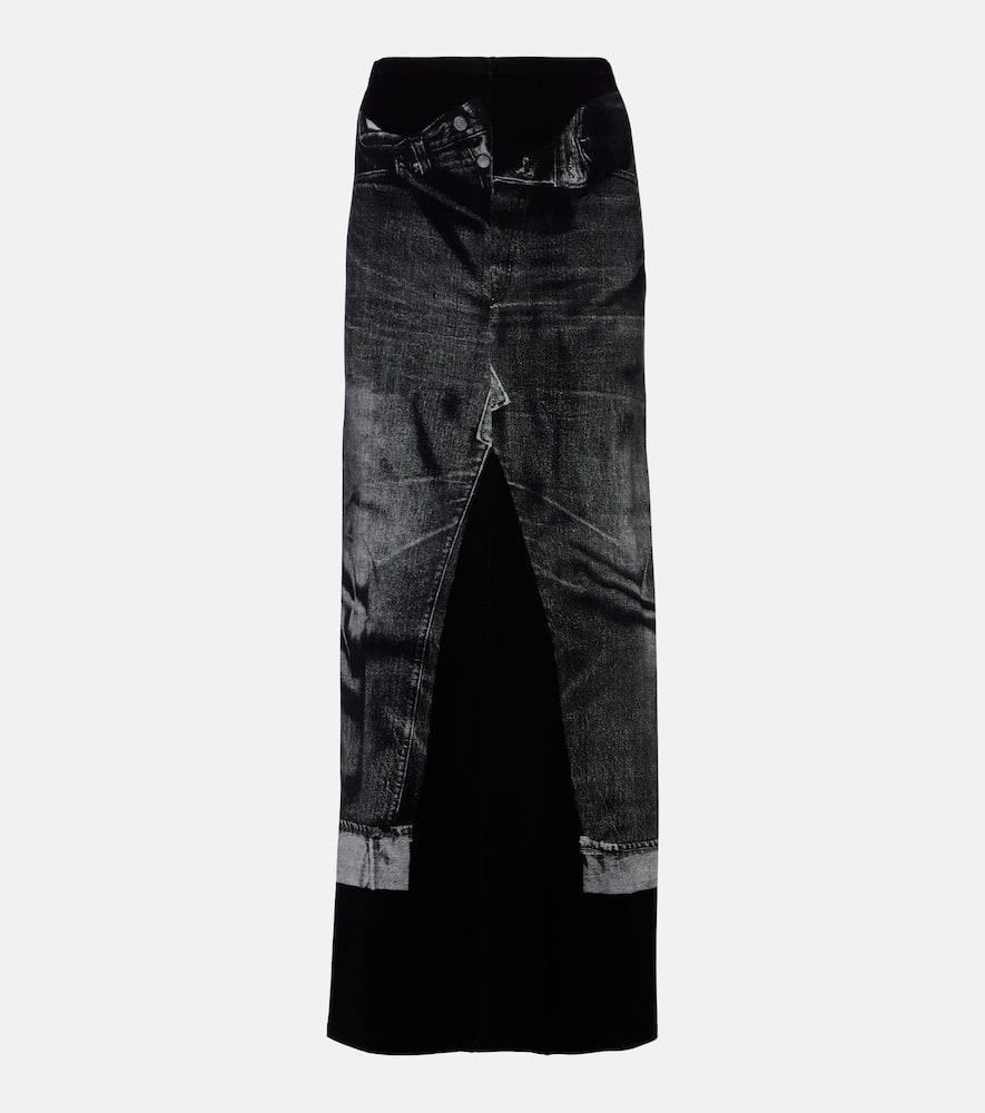 jean paul gaultier trompe l'ail jersey maxi skirt