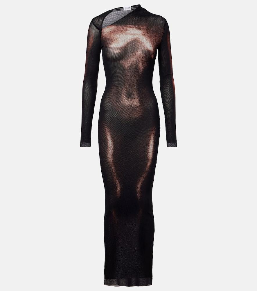 jean paul gaultier trompe l'oeil mesh maxi dress