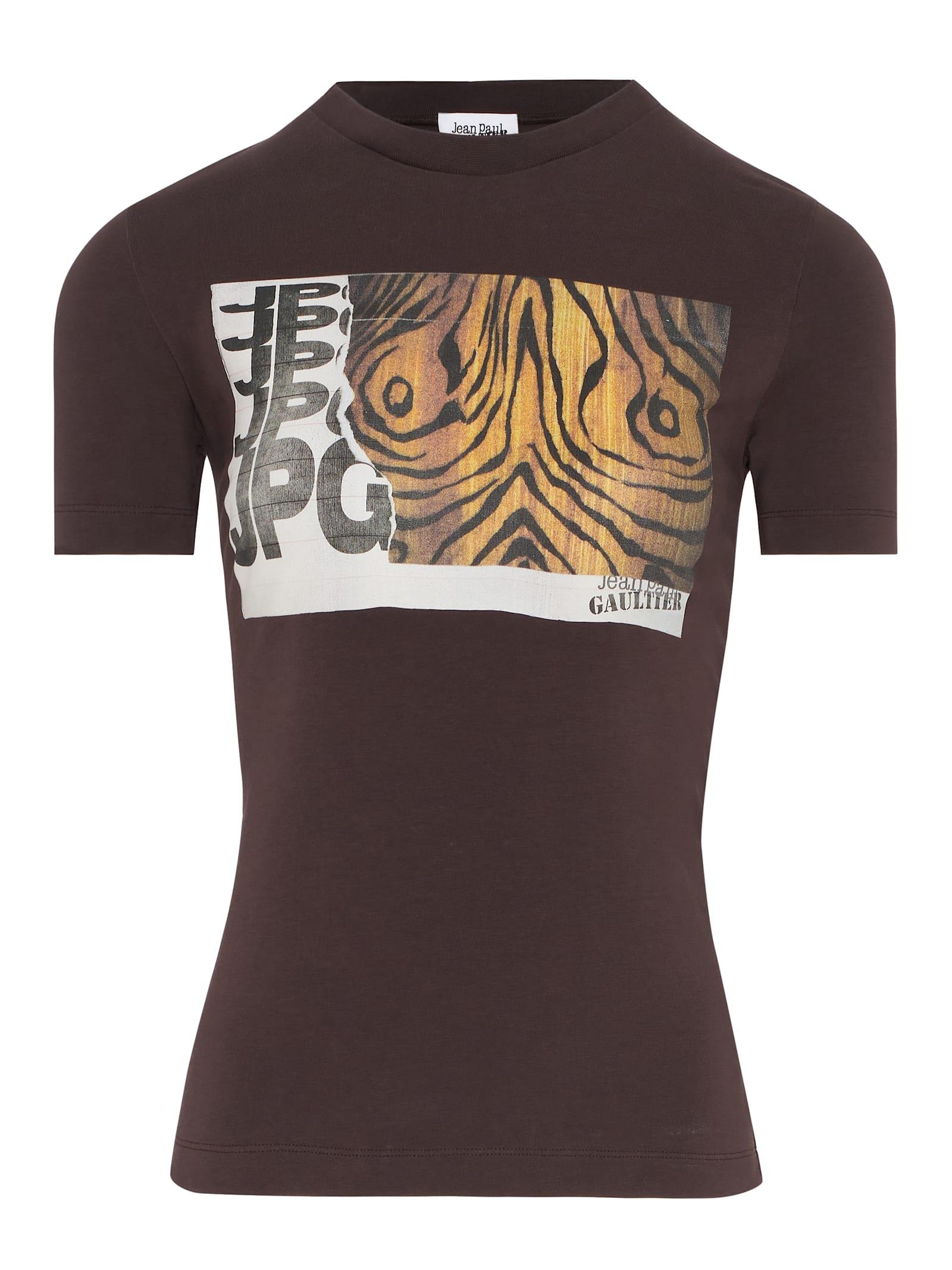 jean paul gaultier wood print t-shirt