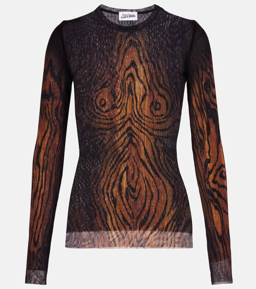 jean paul gaultier wood trompe l'ail tulle top