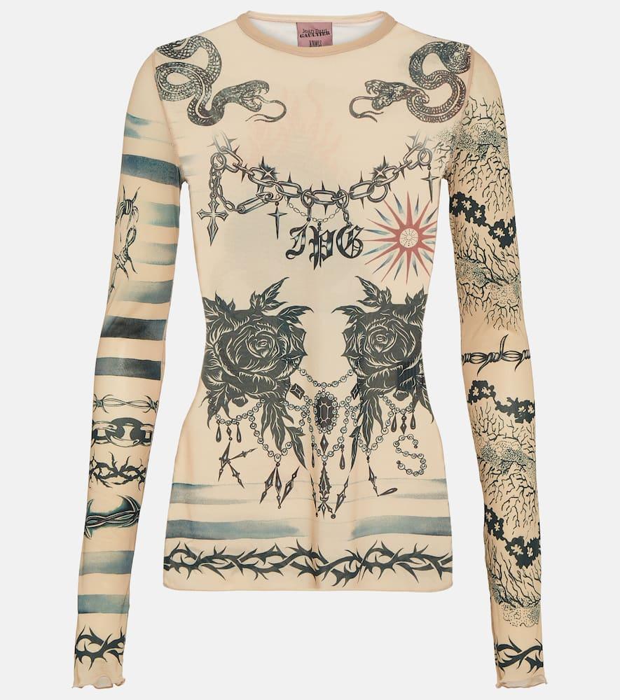 jean paul gaultier x knwls printed mesh top