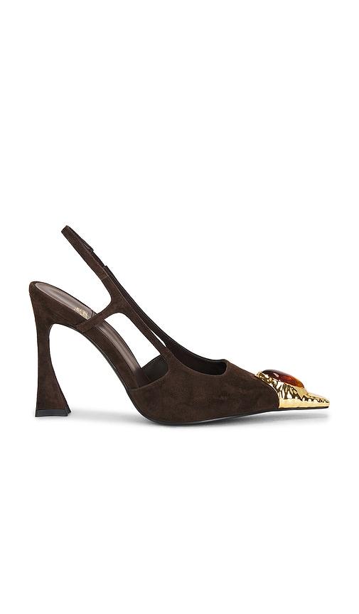jeffrey campbell sorcerer slingback pump in brown,metallic gold.