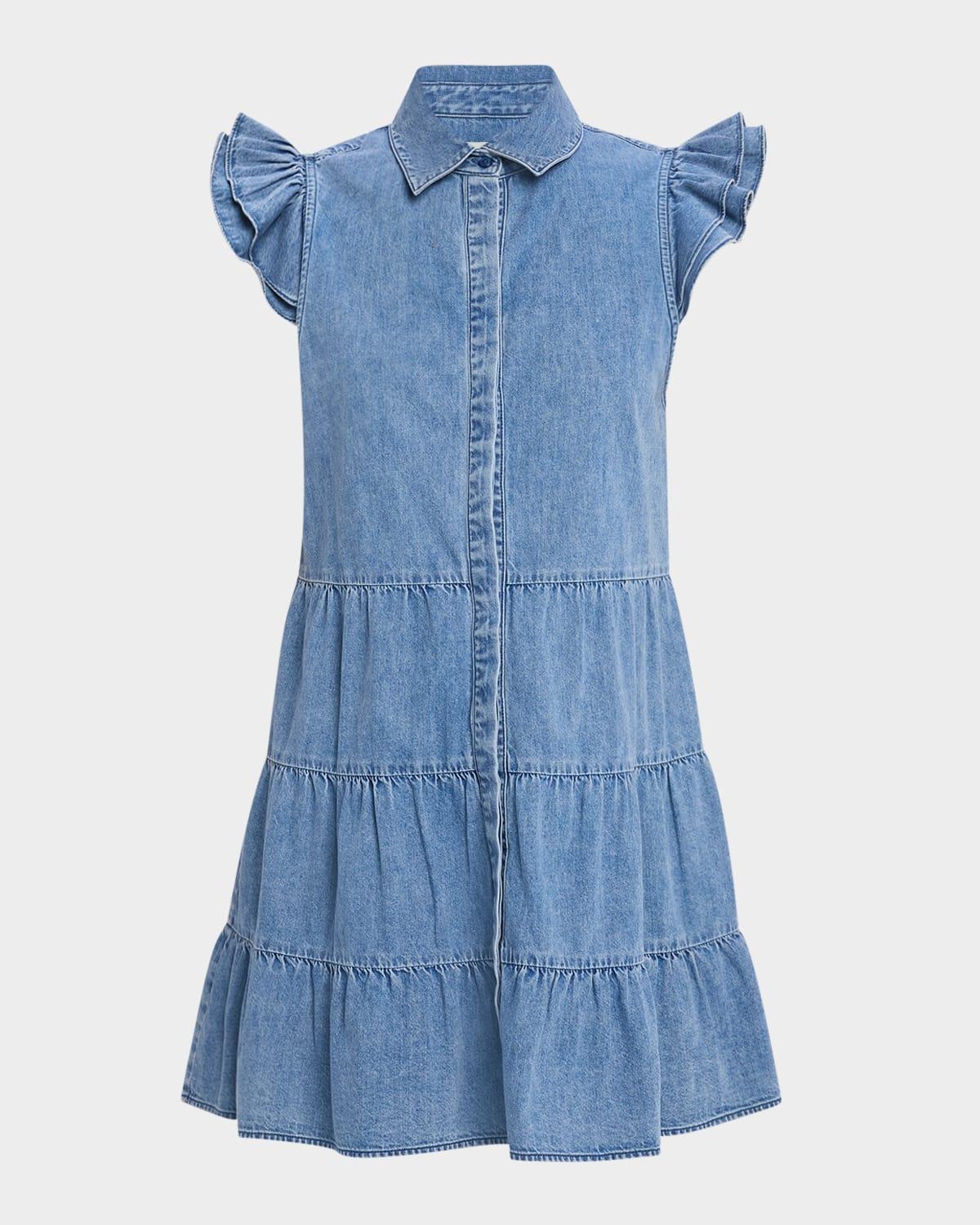 jem denim tiered mini dress