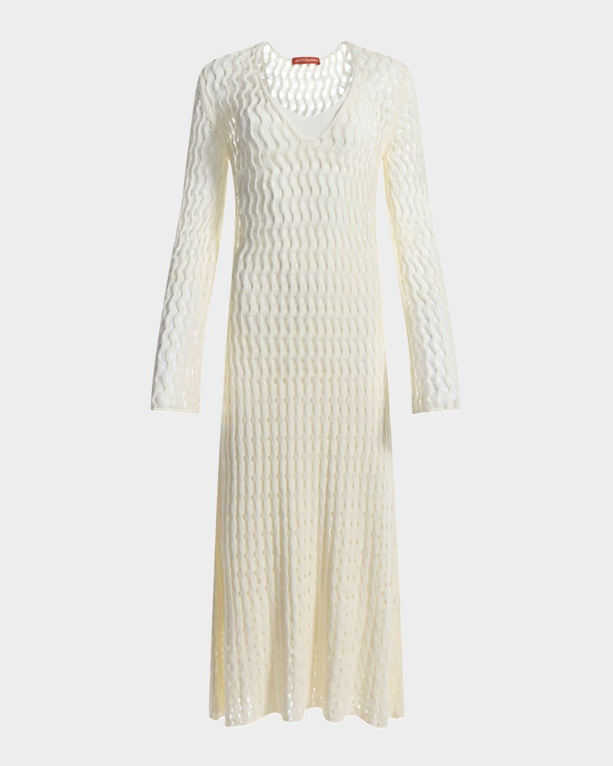 jemmy open knit long-sleeve midi dress