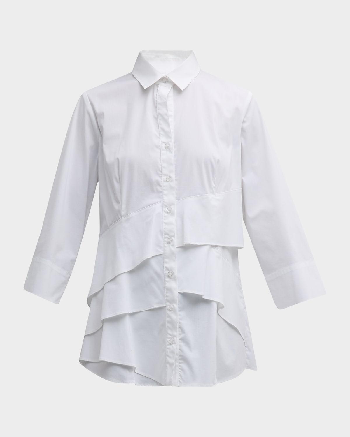 jenna button-down ruffle poplin top