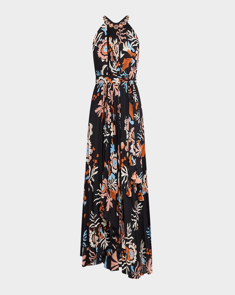 jennifer floral pleated maxi dress