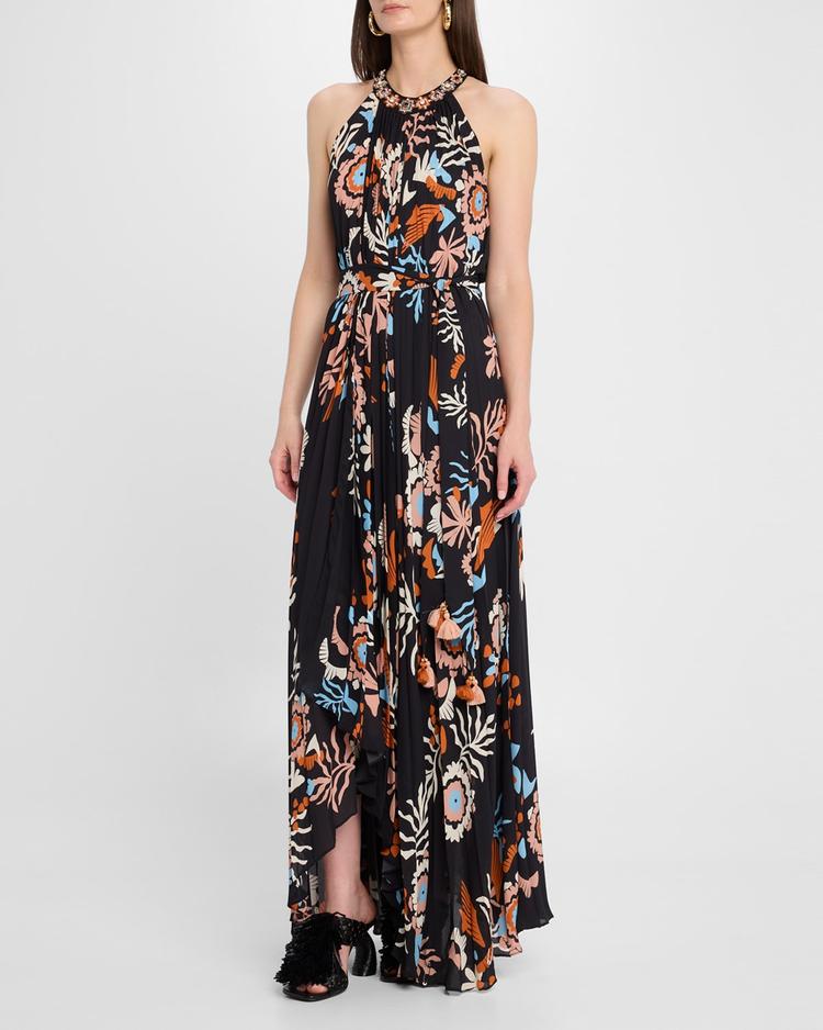 jennifer floral pleated maxi dress