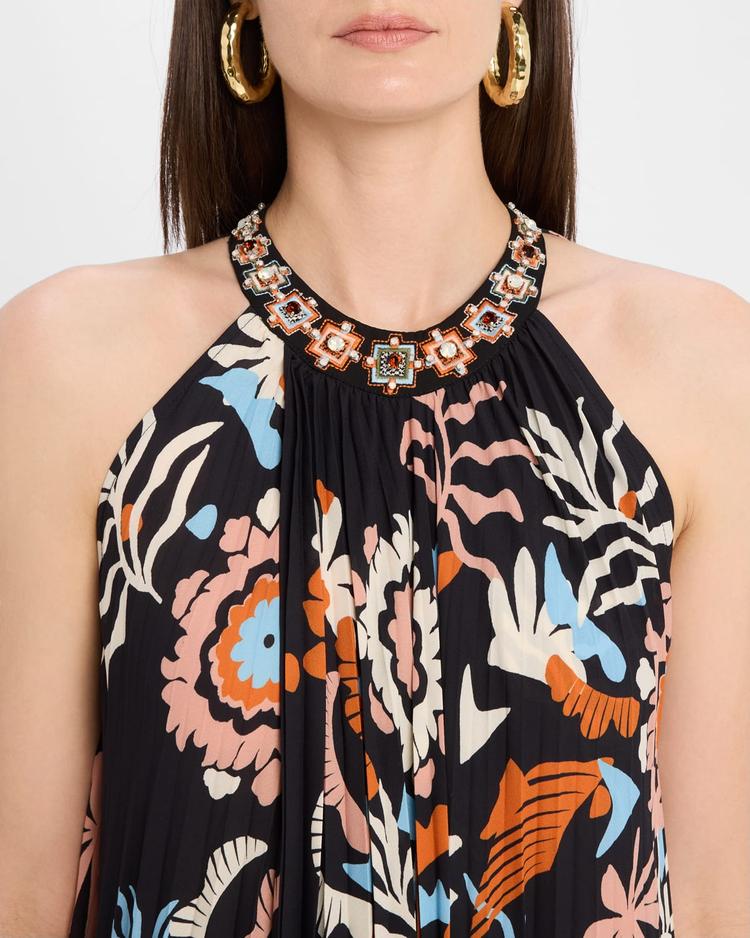 jennifer floral pleated maxi dress
