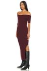 jennifer off shoulder midi rib dress