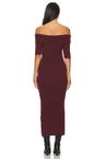 jennifer off shoulder midi rib dress
