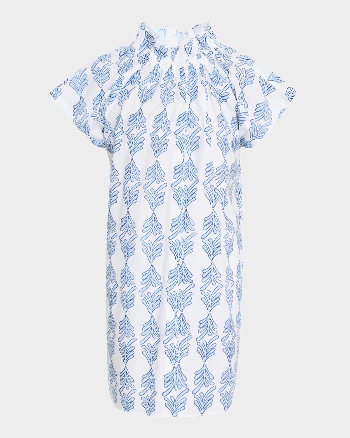 jenny leaf-print cotton shirtdress