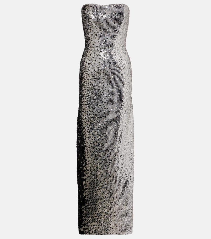 jenny packham caron sequined strapless gown