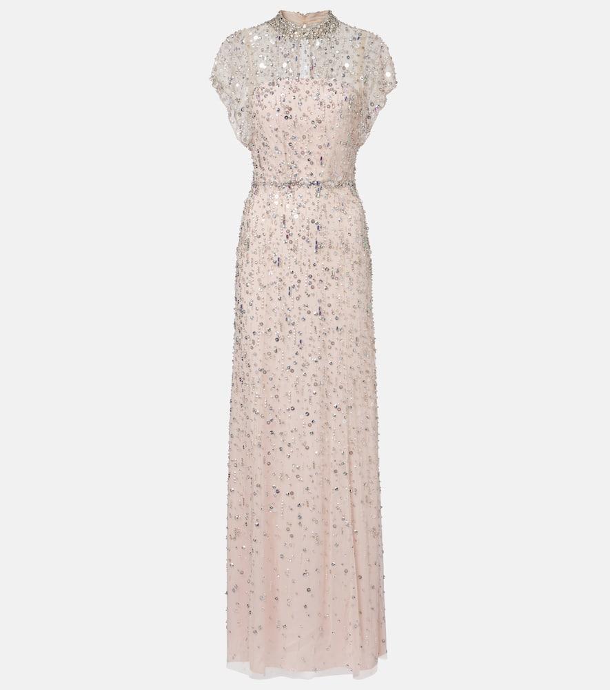 jenny packham crystal drop embellished gown