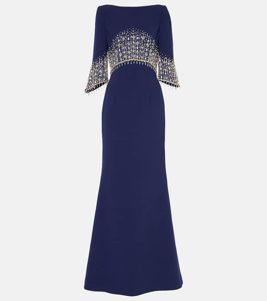 jenny packham electra embellished crêpe gown