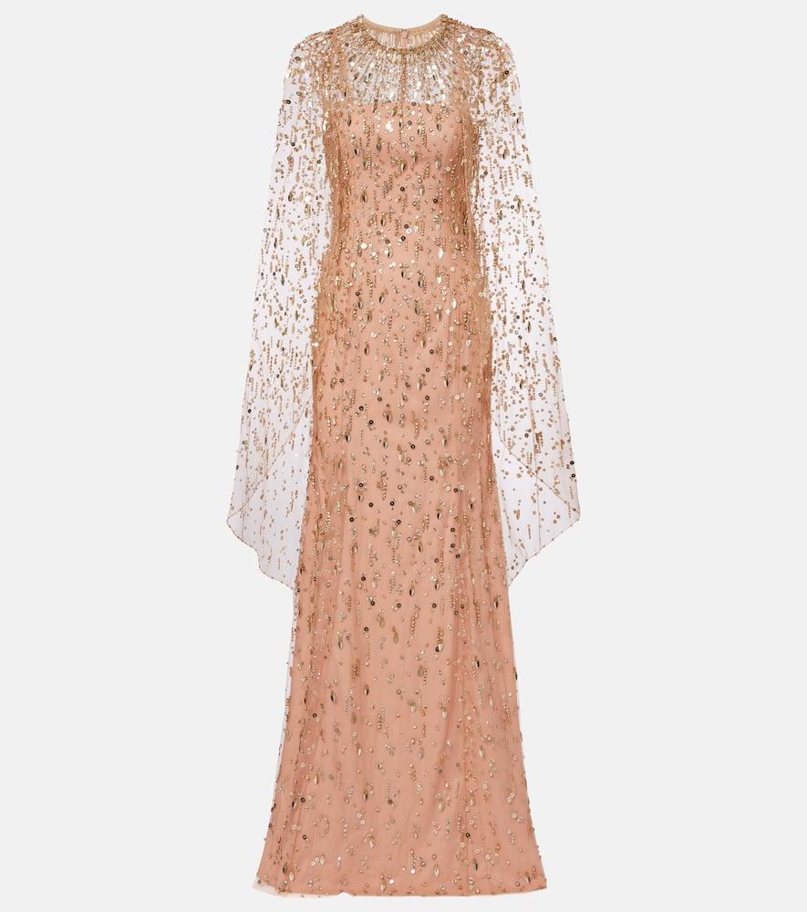 jenny packham hestia embellished caped gown