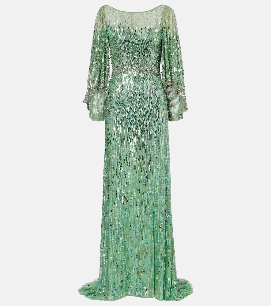 jenny packham ines embellished sequined gown