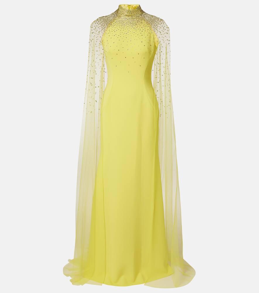 jenny packham limelight caped embellished gown