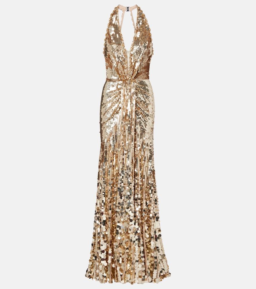 jenny packham mars gathered sequined gown