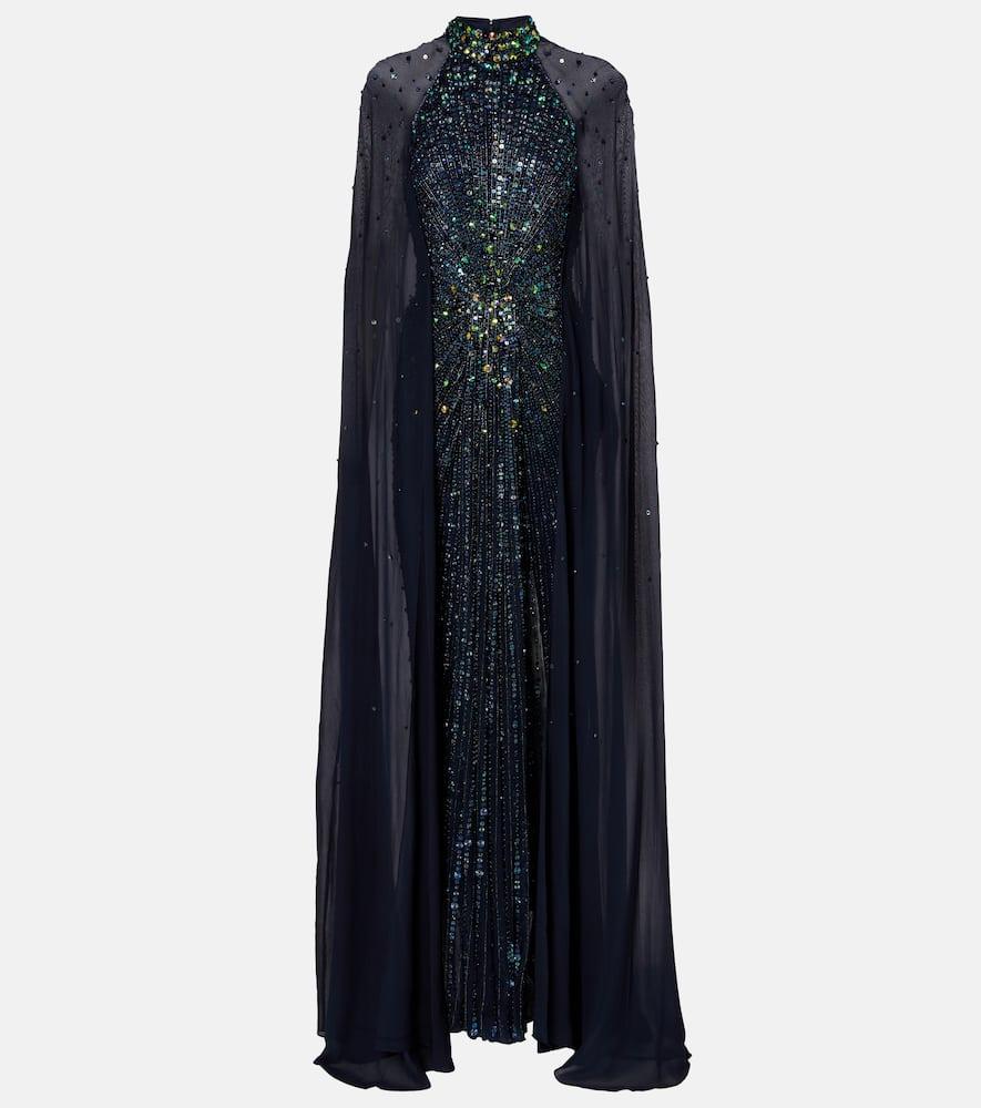 jenny packham thea caped sequined gown