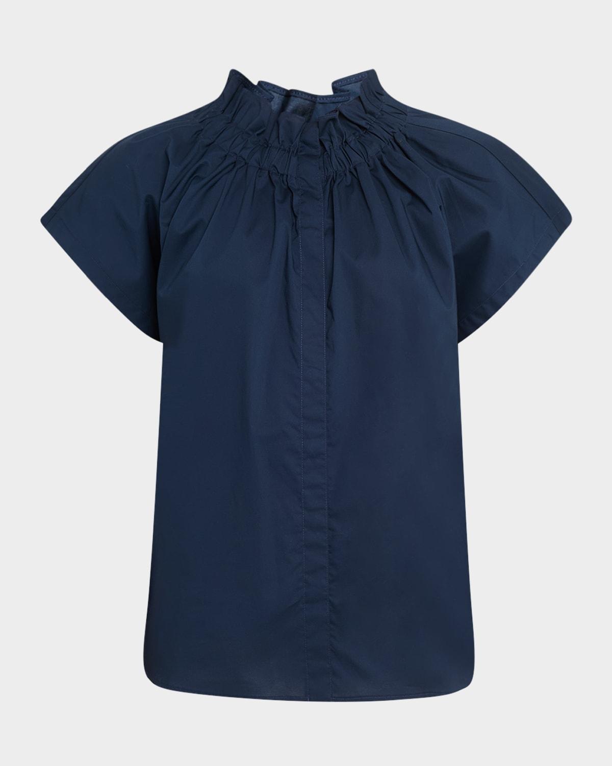 jenny ruched silky poplin top