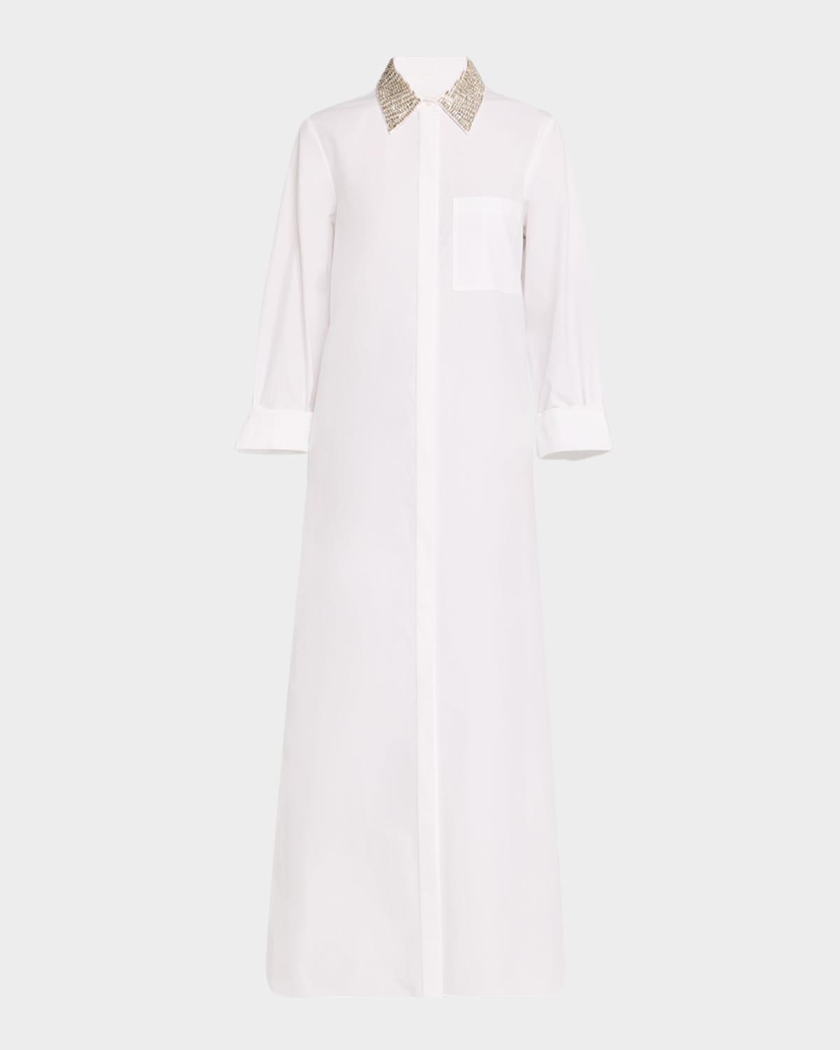 jennys gown maxi shirtdress with crystal collar