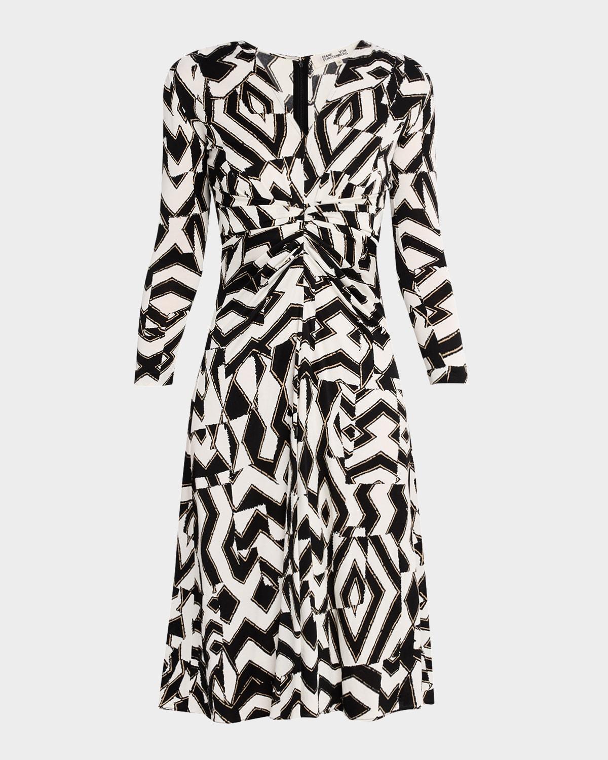 jerome pleated geometric-print dress