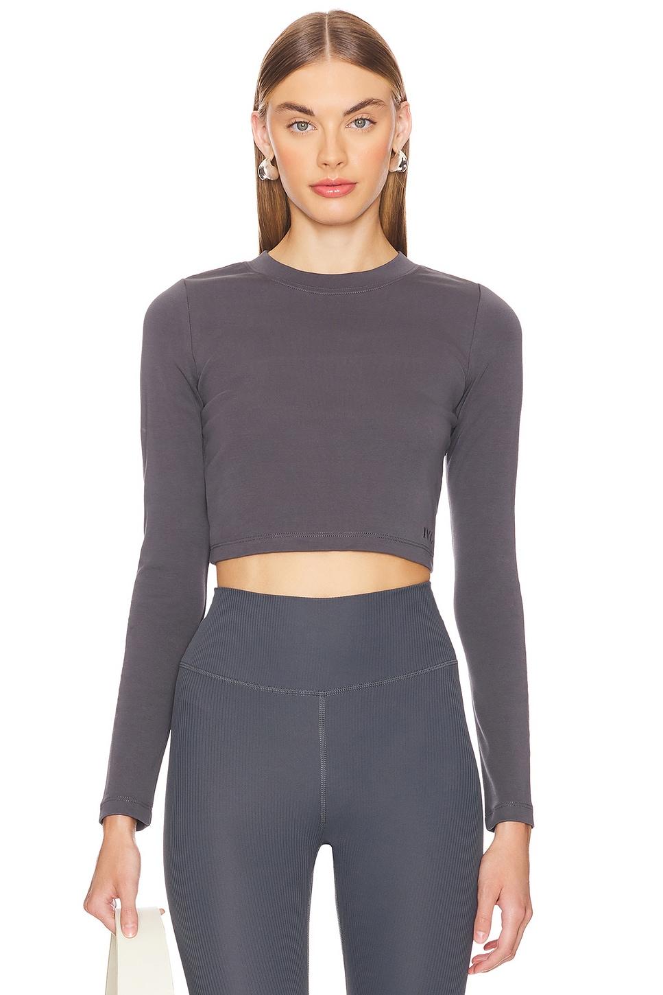 jersey cropped long sleeve top
