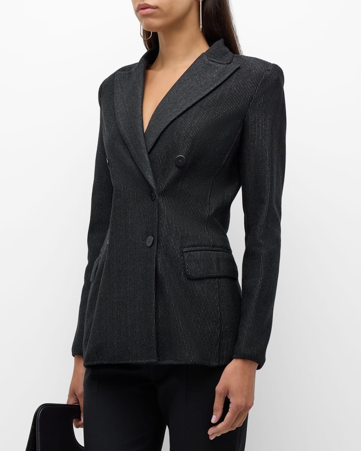 jersey jacquard double-breasted blazer