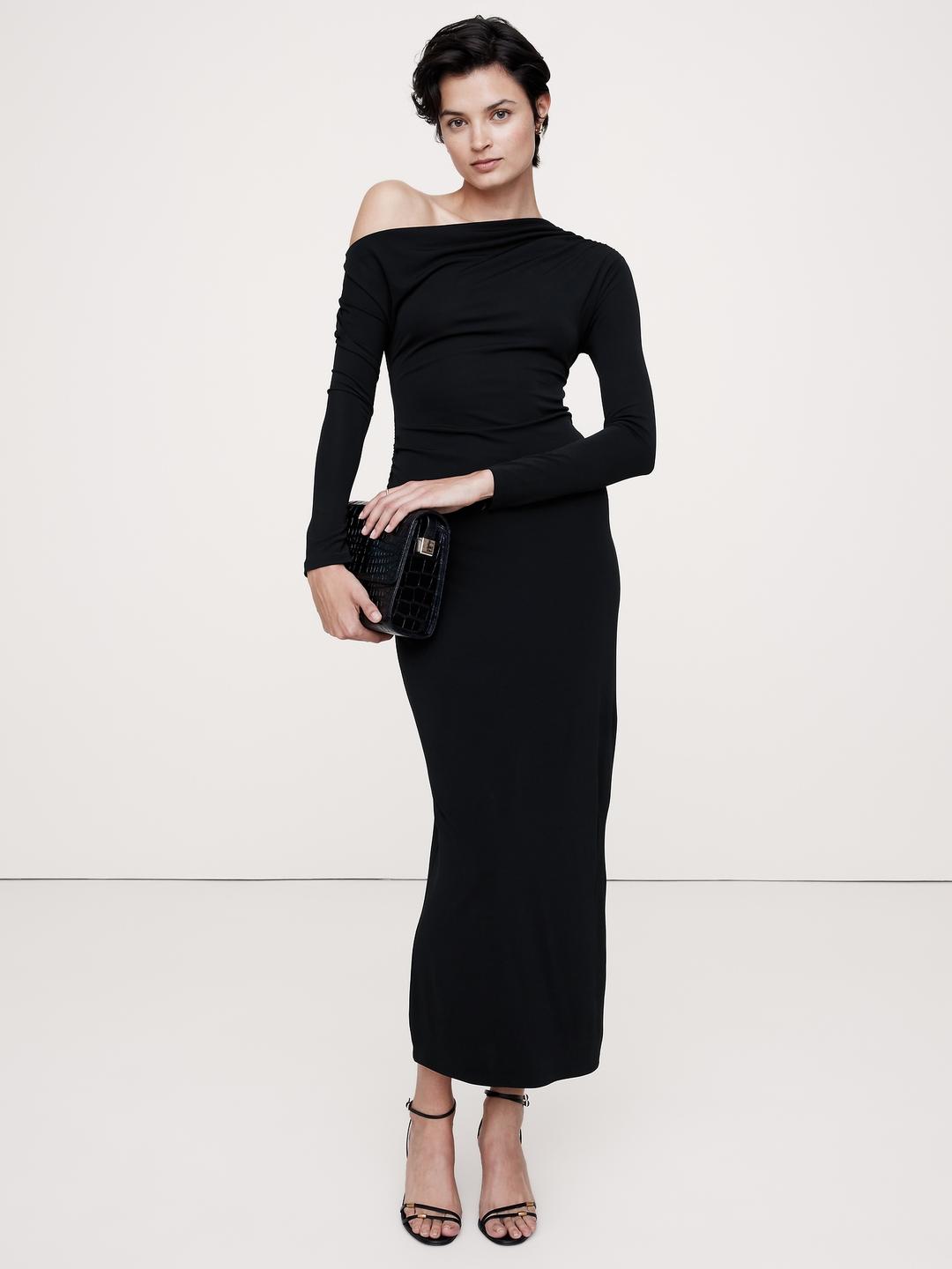Asymmetrical Draped Maxi Dress
