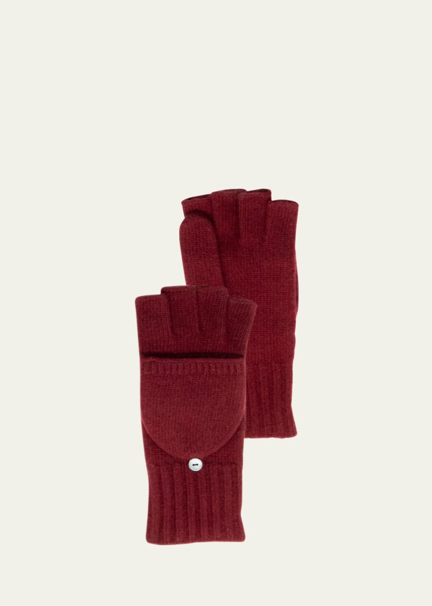 jersey-knit cashmere flip-top gloves
