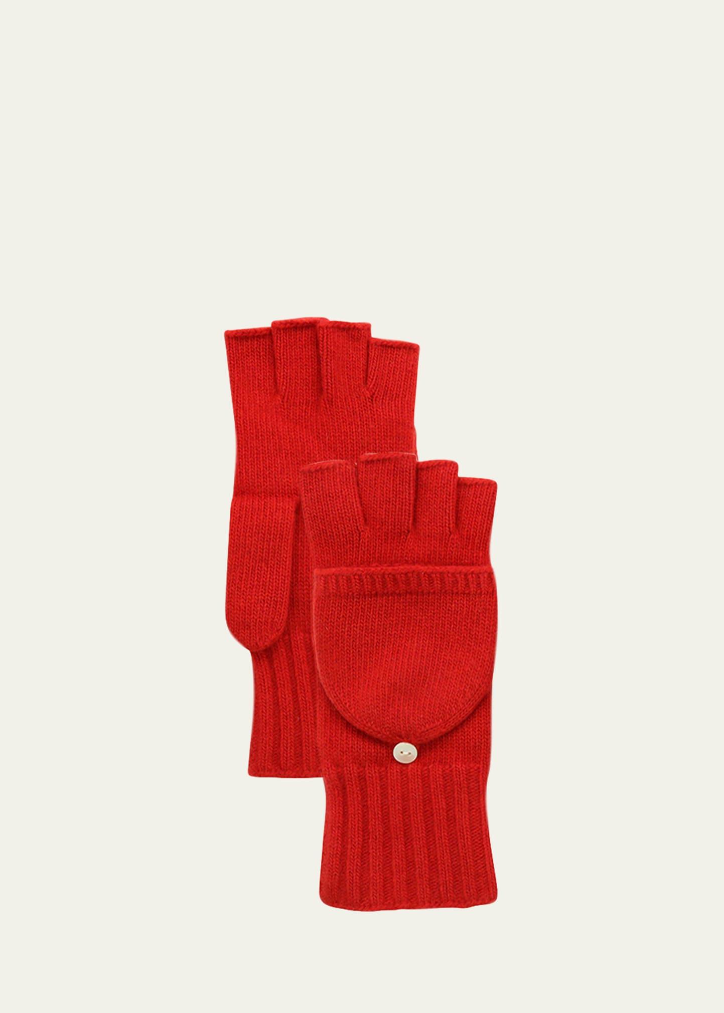 jersey-knit cashmere flip-top gloves