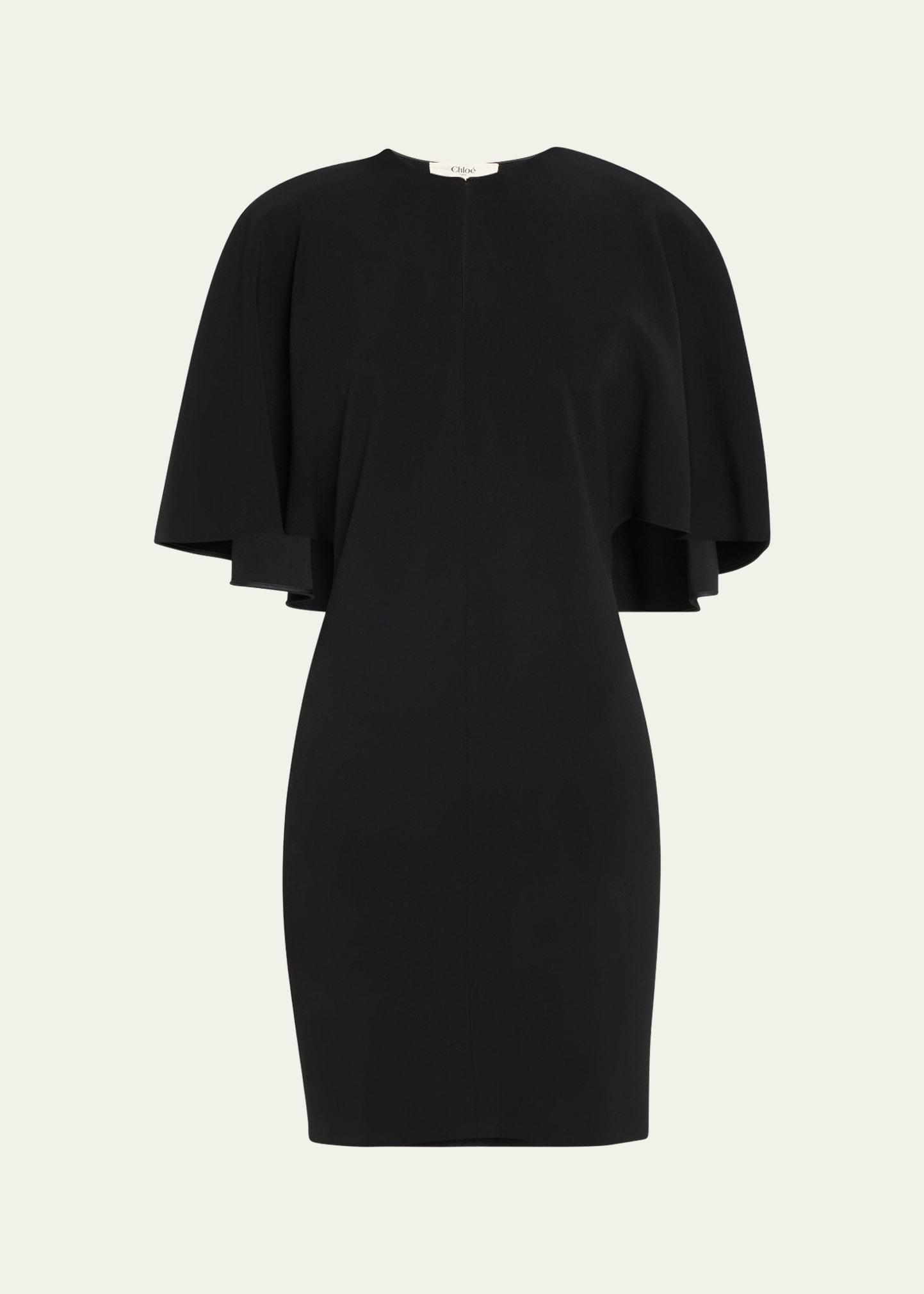 jersey mini dress with shawl back