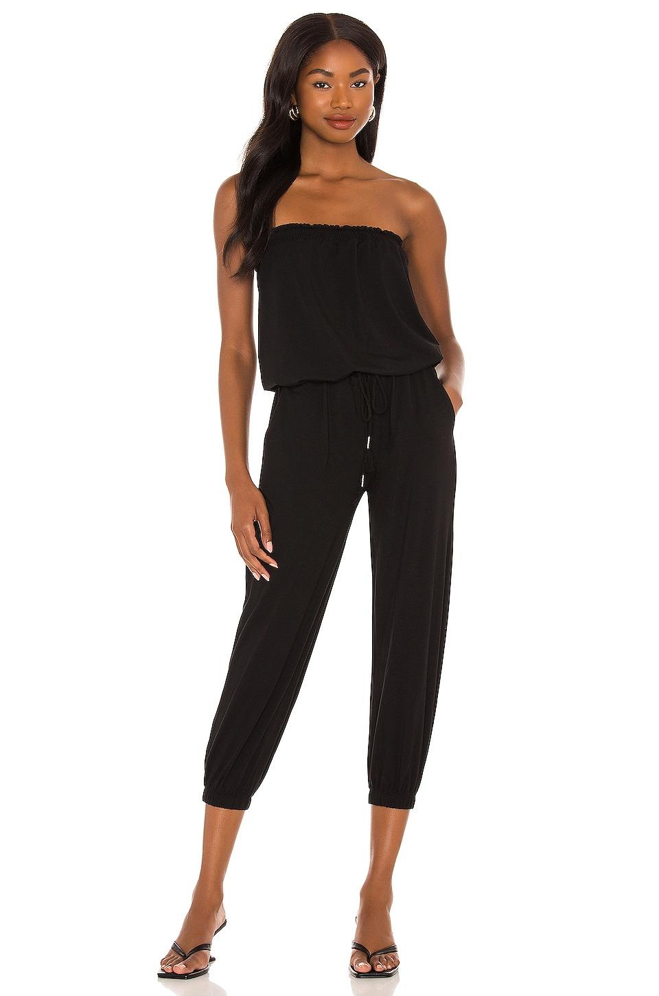 jersey strapless jumpsuit