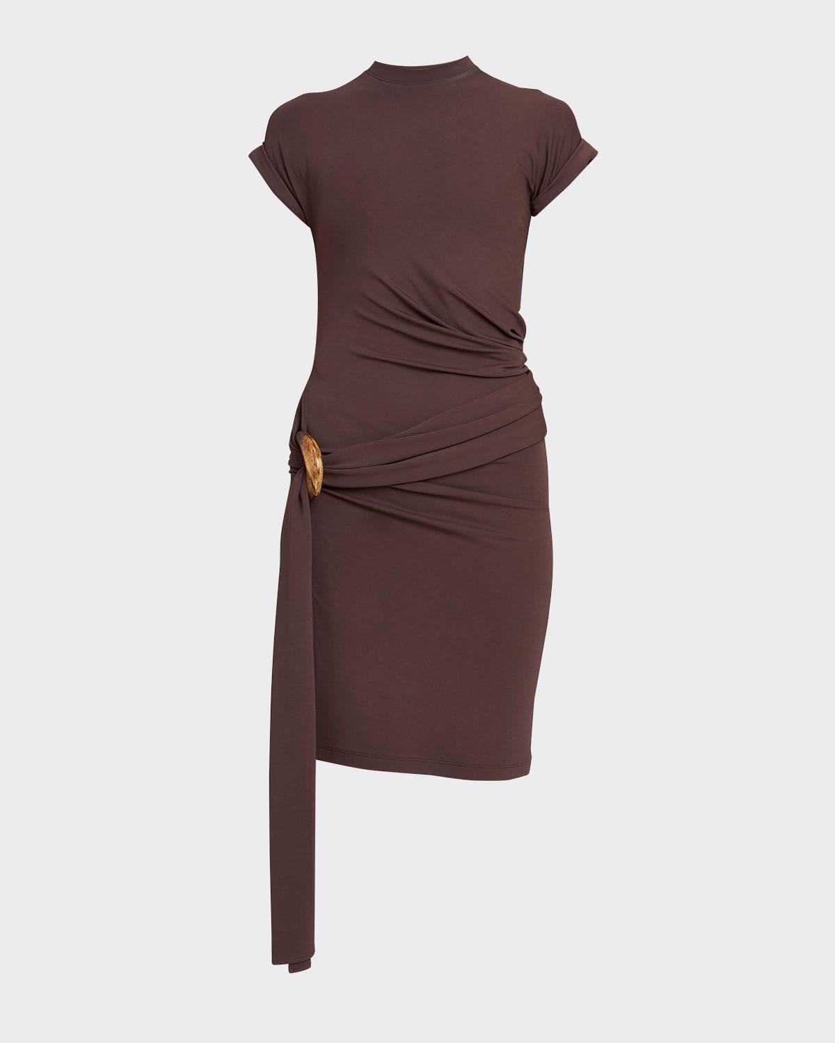jersey wrap dress with buckle detail