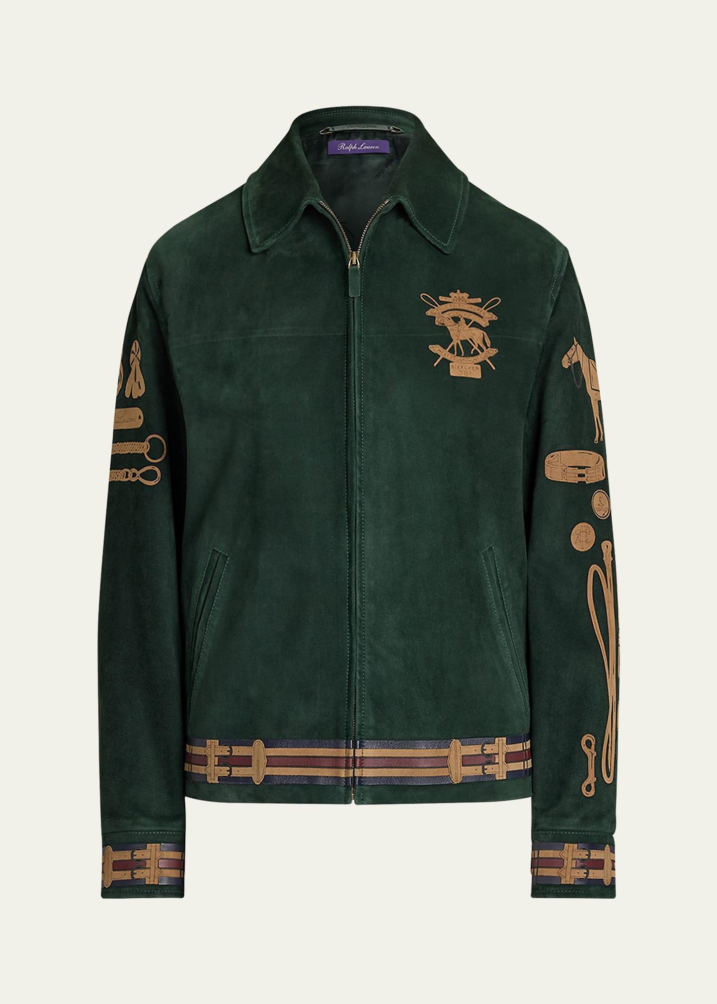 jessa equestrian-printed suede coat