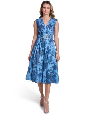 jessica howard womens sleeveless printed midi dress