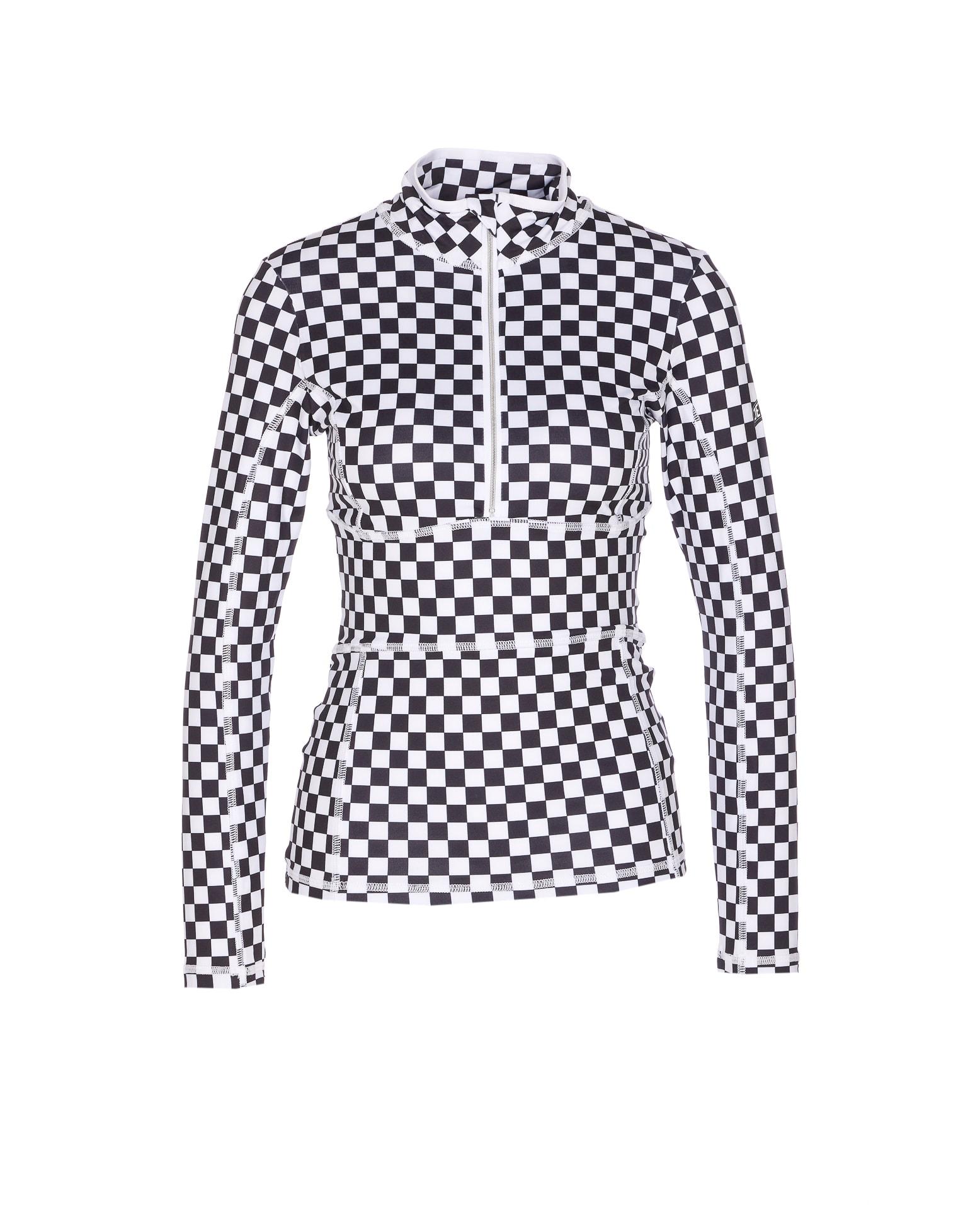 jet set ginger halfzip check longsleeves top