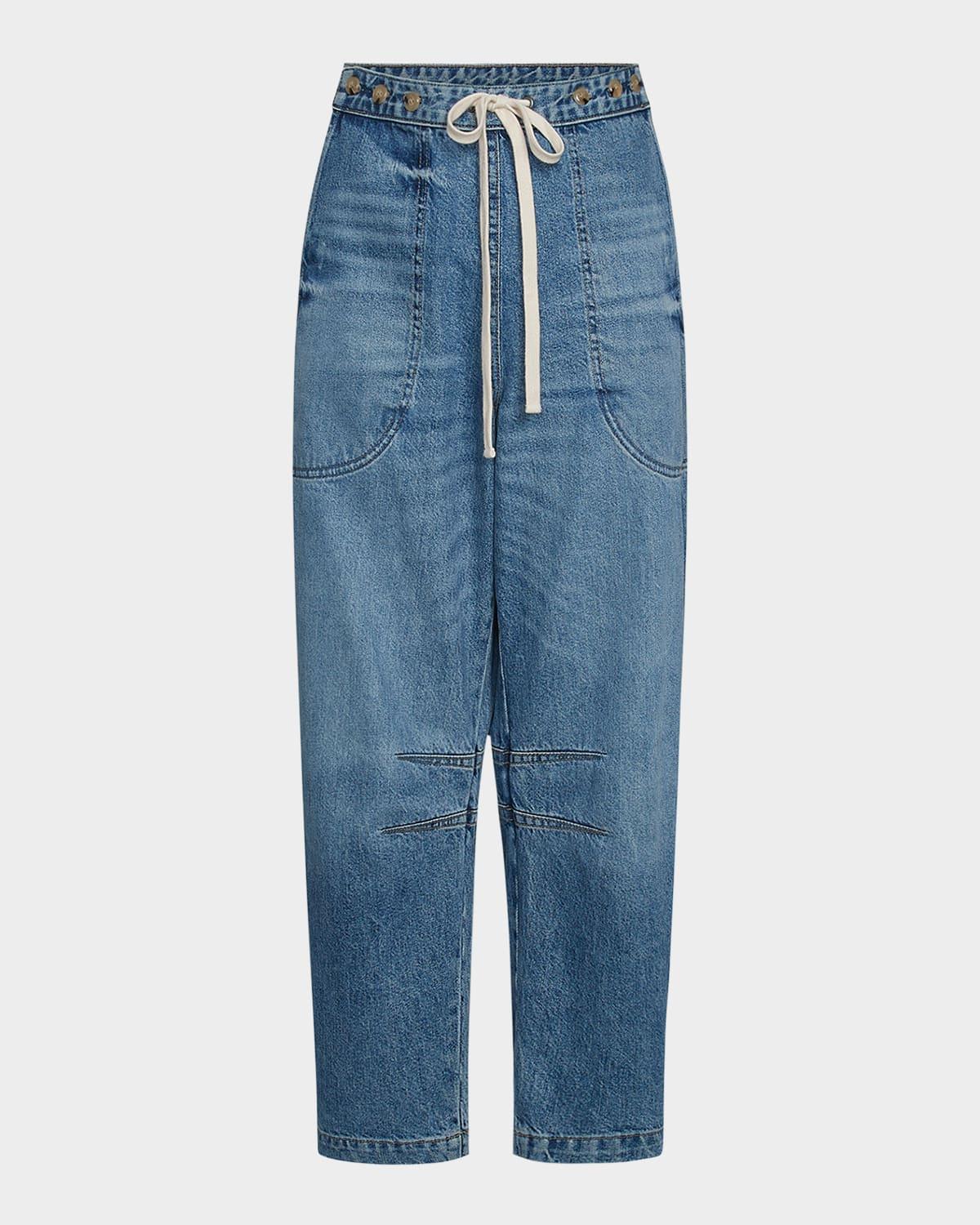 jetties beach drawstring barrel-leg jeans