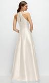 jewel neck halter full a-line satin maxi dress