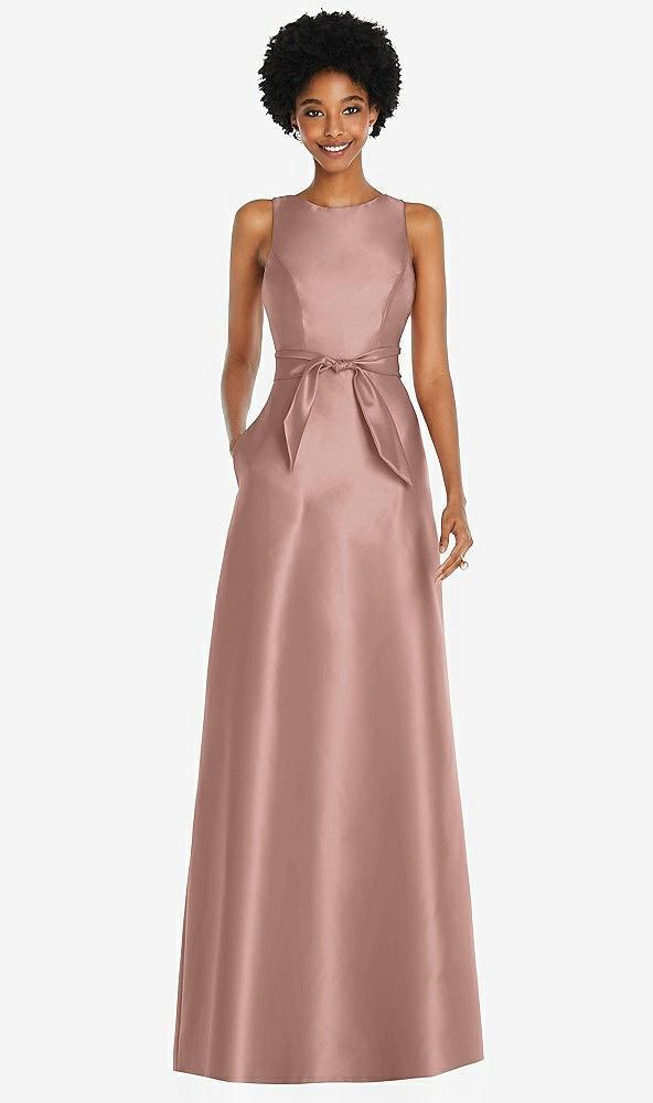 jewel-neck v-back maxi dress with mini sash