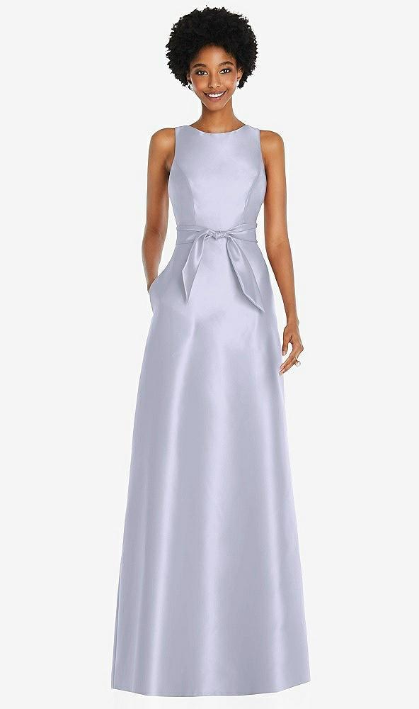 jewel-neck v-back maxi dress with mini sash