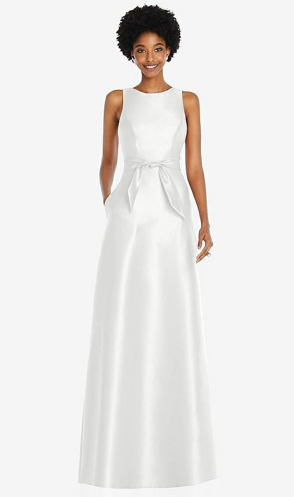 jewel-neck v-back maxi dress with mini sash