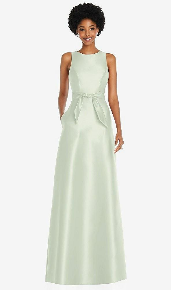 jewel-neck v-back maxi dress with mini sash