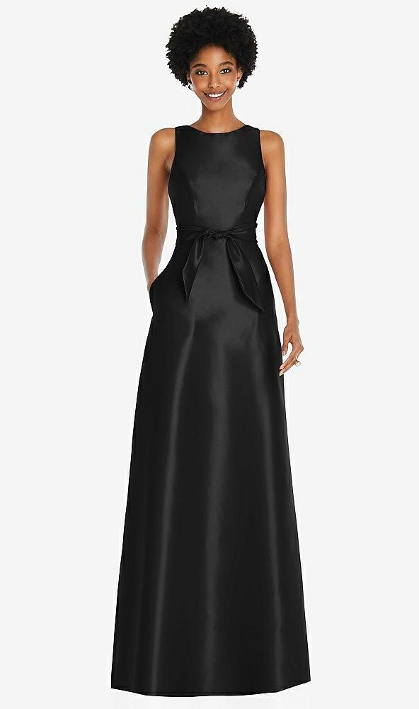 jewel-neck v-back maxi dress with mini sash
