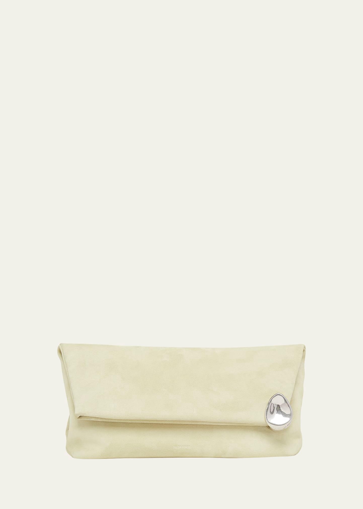 jewel zip leather pochette clutch bag