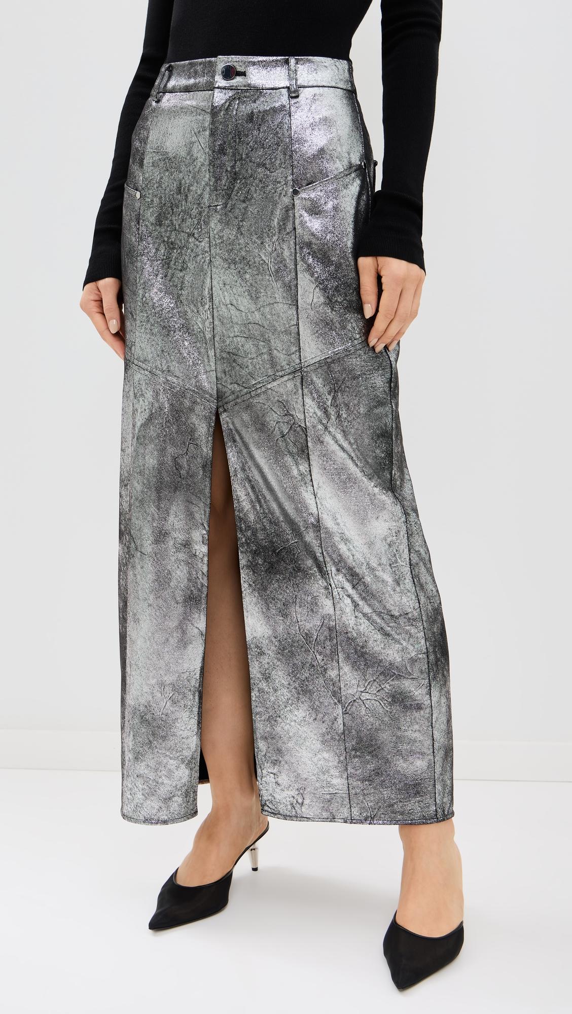 jil midi faux leather skirt