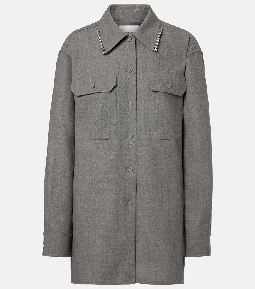 jil sander beaded wool canvas shirt